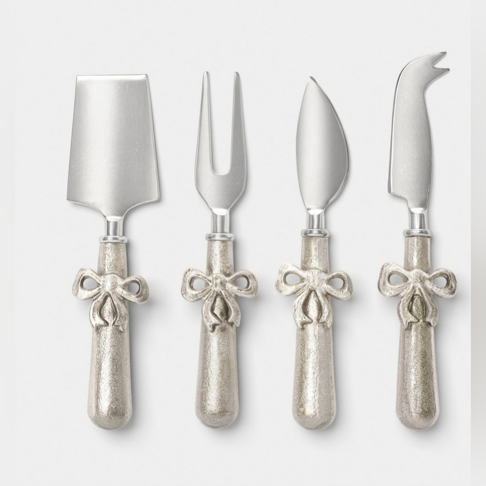 Target Threshold 4pk Bow Cheese Tool Set Silver Stainless Steel New In Box Rare - Picture 2 of 3